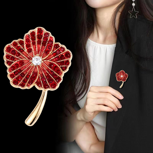 Creative Full Diamond poppy Flower <strong>Brooch</strong> <strong>UK</strong> Commemorative Day Chest Flower Rhinestone Alloy <strong>Brooch</strong> Commemorative Day Badge - Product Image 2