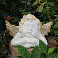 Statue d'ange ailé miniature de style européen moderne et mignon 2026, en résine blanche, pour décoration de table à manger ou de jardin, artisanat en résine tactile