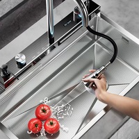 Robinet intelligent à affichage numérique en acier inoxydable pour évier de cuisine, multifonctionnel, argenté, grand, à fente unique