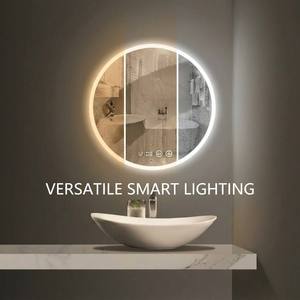 <span class=keywords><strong>Miroir</strong></span> intelligent LED rond moderne avec interrupteur tactile, éclairage à intensité variable, <span class=keywords><strong>miroir</strong></span> sans cuivre de 5 mm pour hôtel, CRI 90+, miroirs de salle de bain intelligents - Product Image 2
