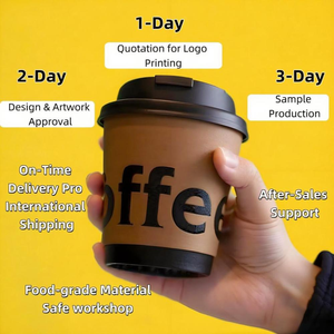 Vasos de papel negro personalizados, 4Oz, 8Oz, 12Oz, 16Oz, vasos de <span class=keywords><strong>caf</strong></span>é biodegradables, vasos de papel de aluminio dorado de pared simple y doble con tapas - Product Image 4