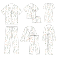 Ensembles de pyjamas pour femmes personnalisés, respirants, en bambou, imprimé floral, 2 pièces, vêtements de maison, vêtements de nuit pour femmes, ensemble de pyjama