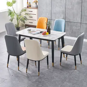 Modern Italian Luxury Comfortable Furniture Upholstered Leather Dining Chair With Metal Legs For Restaurant And Cafe