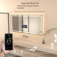 Espejo de Maquillaje Inteligente Luminoso Rectangular Moderno para Montar en la Pared, Pantalla Táctil, Antivaho, Inducción del Cuerpo Humano, Clasificación IP65, con Aumento