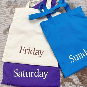 Bolsa de Mano Personalizada con Impresión de Días de la Semana, Bolsa de Compras Ligera de Lona, Bolsas de Compras Ecológicas, Bolsa de Tela Simple - Product Image 4