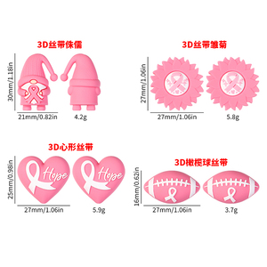Cuentas de Silicona 3D con Forma de Corazón, Fútbol, Gnomo y Margarita, Color Rosa, Grado Alimenticio, Libres de BPA, para Hacer Pulseras, Mordedores para Bebés y Joyería - Product Image 3