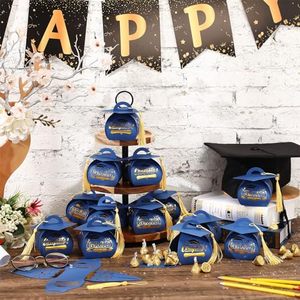 Boîte à bonbons personnalisée pour fête de remise de diplôme, en forme de casquette, pour <span class=keywords><strong>la</strong></span> saison des diplômes, boîte cadeau de chocolats avec pompon - Product Image 4