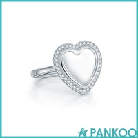 Benutzer definierte 925 Sterling Silber Herz offener Ring Verstellbare Fingerringe Personal isierte leere Foto rahmen Trendy für Frauen Jubiläum