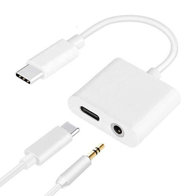 Dual-Function Type C to 3.5mm Splitter Braid Shielding for Android Phones Charging Listening Noise Reduction Tangle-Free Design