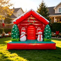Château gonflable commercial de Noël extérieur avec rampe, motif bonhomme de pain d'épices