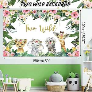 Decoraciones Personalizadas para Fiesta de Safari en la Jungla, Incluye Kit de Guirnalda de Arco de Globos de Látex, Fondo <span class=keywords><strong>Salvaje</strong></span>, Mantel y Globos con Números - Product Image 4