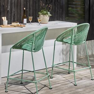 Taburete de Bar de Ratán con Estructura de Aluminio, Muebles de Patio Resistentes al Agua, Diseño Contemporáneo, Estilo Moderno, Asiento Individual - Product Image 2