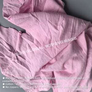 Trapos de limpieza industriales de tela de algodón reciclado de colores claros, mezcla de trapos de camiseta y trapos de limpieza. - Product Image 4