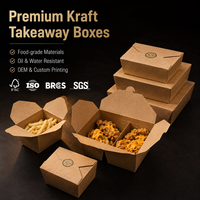 Boîte alimentaire à emporter multi-compartiments en carton kraft pliable pour restaurants, personnalisable avec logo