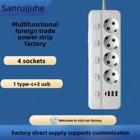 Multiprise standard allemande avec interrupteur multi-contrôle, 1 port PD, 3 ports USB, 1 port USB-C, câble ABS de 2 m, version russe