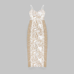 A7586 <strong>Dress</strong> Woman Women'S Sexy <strong>Dresses</strong> <strong>White</strong> Pearls <strong>Fur</strong> <strong>Dress</strong> Luxury Lace Ventilate Curved Feather Design - Product Image 4