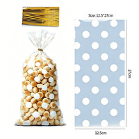 Sacs plats en cellophane OPP avec impression de logo personnalisée, série avec attaches torsadées, sacs d'emballage recyclables pour collations/sucre
