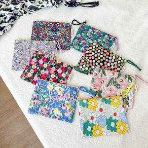 <span class=keywords><strong>Portamonete</strong></span> con Stampa Floreale, Chiusura a Zip, Cordoncino Intrecciato con Nappa, Stile Vintage Retrò, Piccolo Portafoglio Portatile da Donna - Product Image 1