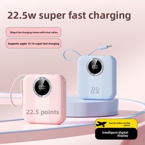 Batería Externa Portátil de Plástico de 20000mAh, Carga Rápida de 22.5W, Cable Integrado, Pantalla LED, Venta al Por Mayor de Fábrica - Product Image 5