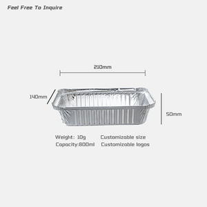 Recipiente de Alumínio Personalizado 210*140*50mm 10g 800ml Bandeja de Alumínio Descartável para Comida para Viagem - Product Image 2