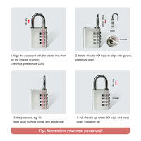 Cadenas à combinaison en aluminium robuste - Verrouillage numérique réinitialisable à 3/4 chiffres, cadenas de sécurité sans clé antivol pour la vente en gros
