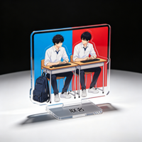 Support acrylique double scène personnalisé, Ornement de bureau uniforme, Merchandise anime co-marqué en plexiglas pour campus, Impression personnalisée