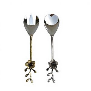 Ensemble de cuillères et fourchettes de service de luxe en acier inoxydable pour mariages, design moderne, finition miroir - Product Image 1