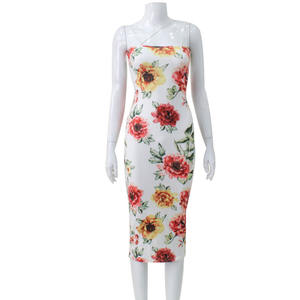 Moda verano nuevo estilo vestidos de mujer alta calidad moda Floral impreso Sexy Halter vestido ajustado vestidos largos para damas - Product Image 4