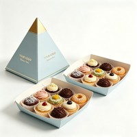 Boîte d'emballage alimentaire personnalisée pour gâteaux pyramidaux, desserts, bonbons, avec poignée, pour la restauration, emballage alimentaire à emporter