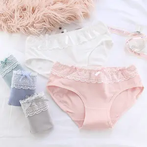 Dropshipping multicolored fashion bow lace cotton teen girls cute women panties