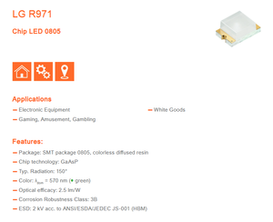 Meilleur prix OSRAM LG R971-KN-1 Vert 570nm 26mcd, puce LED monocouleur 20mA 160 degrés - Product Image 3