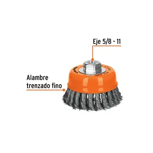 BOX 4 Carding Cup 4' Alambre trenzado fino, Eje de 5/8'-11, TRUPER - Product Image 1