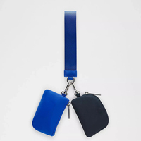 Dompet Gelang Koin Tahan Air Bahan Nilon Pendek dengan Resleting dan Dua Kantong Lepas Pasang, Grosir Kustom