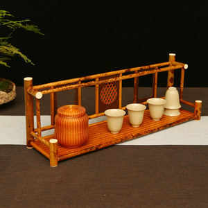 Yunfei Bamboo <b>Teacup</b> Holder Double Layer Solid Bamboo Tea Storage Rack Teaware Display Shelf Tea Ceremony Ornament - Product Image 1