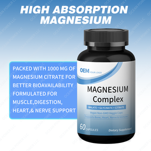 Cápsulas de magnesio de complejo Triple de suplemento de magnesio OEM de etiqueta privada para un sueño reparador, huesos más fuertes y salud del corazón - Product Image 3