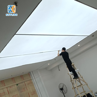 Système de plafond intérieur rectangulaire en PVC et aluminium, film souple ignifuge, membrane extensible transparente, source de lumière LED décorative