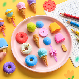 Set de Gomas de Borrar con Forma de Dulces: Piruletas, Helados y Donuts para Niñas Escolares - Product Image 3