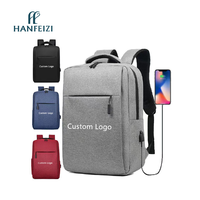 Sac à Dos HANFEIZI Personnalisable avec Logo, pour Voyage, École, Ordinateur Portable, avec Port USB, Grande Capacité, pour Affaires