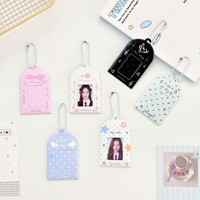 Porte-cartes photo en PVC à pois Kawaii en gros, pochette pour photos d'identité de 1 et 2 pouces, sac pour photocartes Kpop avec chaîne de perles