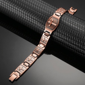 2025 New Negative Ion Christianity 99.99% Pure <b>Copper</b> Chain & Link Cross Religious Bracelet for Women <b>Men</b> Third Party Certified - Product Image 2