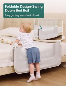 Corralito para bebé Material Oxford <span class=keywords><strong>Barandilla</strong></span> de <span class=keywords><strong>cama</strong></span> para niños pequeños 43 "Columpio ancho Altura ajustable Niños/Ancianos/Adultos <span class=keywords><strong>Barandilla</strong></span> lateral para bebé - Product Image 2