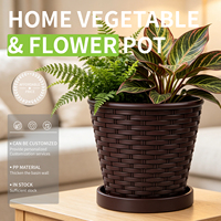 Plateau pour pot de fleurs en plastique PP durable, design traditionnel, grande taille, avec trou de drainage, capacité de 2,76 L, pour usage intérieur/extérieur