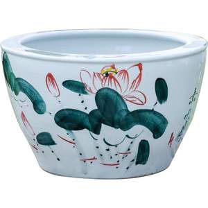 Jingdezhen bol à eau traditionnel peinture à la main motif lotus jardinière en céramique vintage lys bol à poisson en porcelaine - Product Image 1