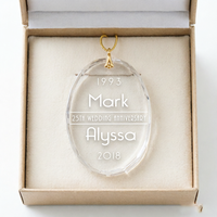 Adorno de Cristal Óptico Transparente Ovalado, Recuerdo Personalizado de Aniversario para Parejas, Decoración Navideña