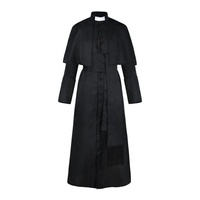 Costume de prêtre catholique pour homme, robe de clergé bordeaux avec collier croix pour Halloween