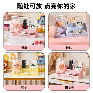 Caja de almacenamiento para figuras Uforu con divisiones, organizador de escritorio a prueba de polvo para papelería y cosméticos - Product Image 4