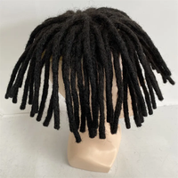 Perruque Dreadlocks Longues Tressées Mono pour Hommes, Prothèse Capillaire Masculine en Cheveux Indiens Remy