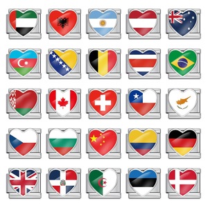Module en acier inoxydable en forme de drapeau national pour la fabrication de bracelets, accessoires de bijoux DIY - Product Image 1