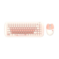 Clavier rond de style machine à écrire multicolore mignon rose 84 touches 2.4G ensemble clavier et souris d'ordinateur sans fil pour les filles