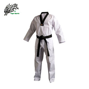 Uniformes de Taekwondo Unisex al por Mayor con Cuello en V, Personalizables, Duraderos, Transpirables, de 180g, de Algodón y Poliéster, para Artes Marciales, Karate, Adultos, OEM - Product Image 3